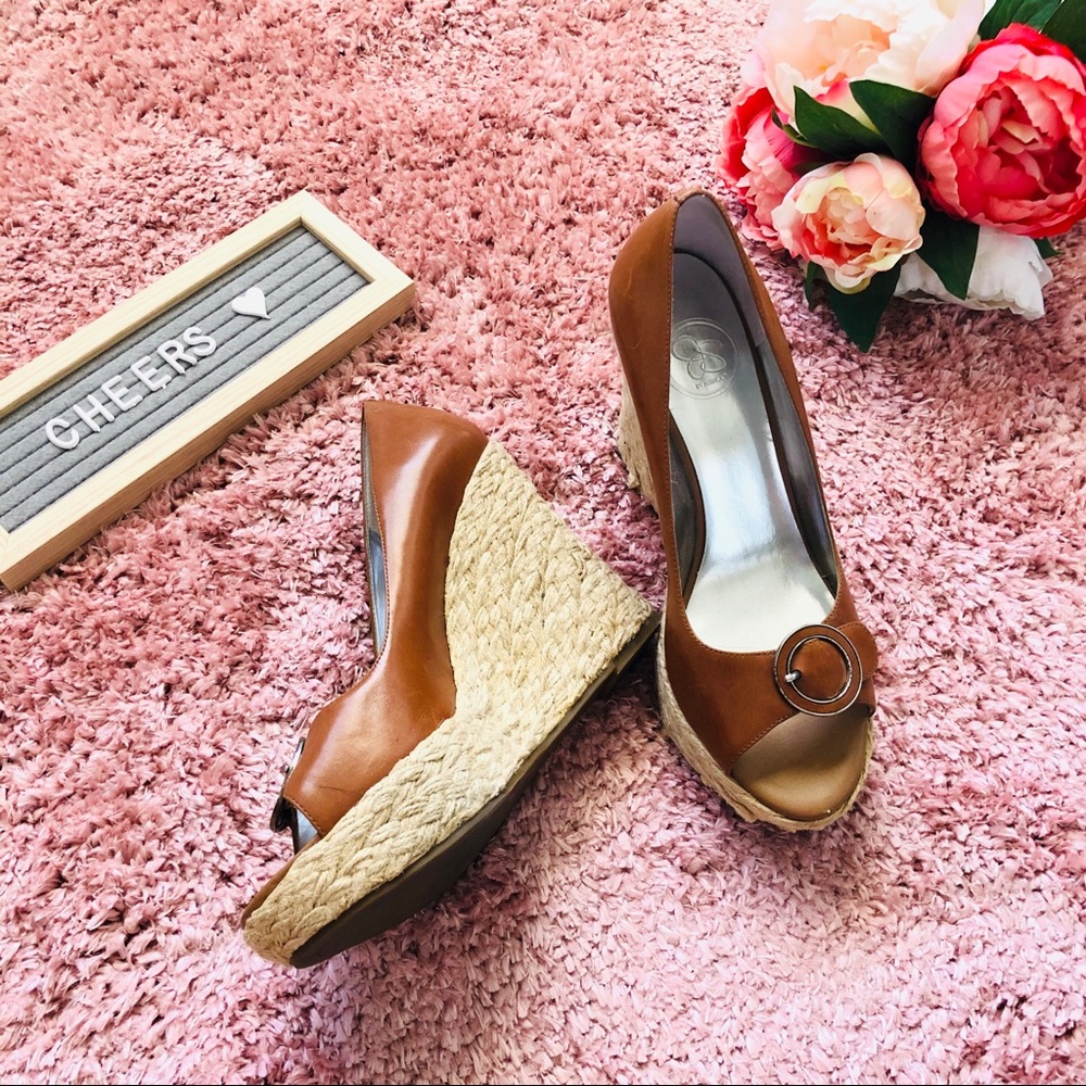 Jessica Simpson Brown Leather Espardrille Heels